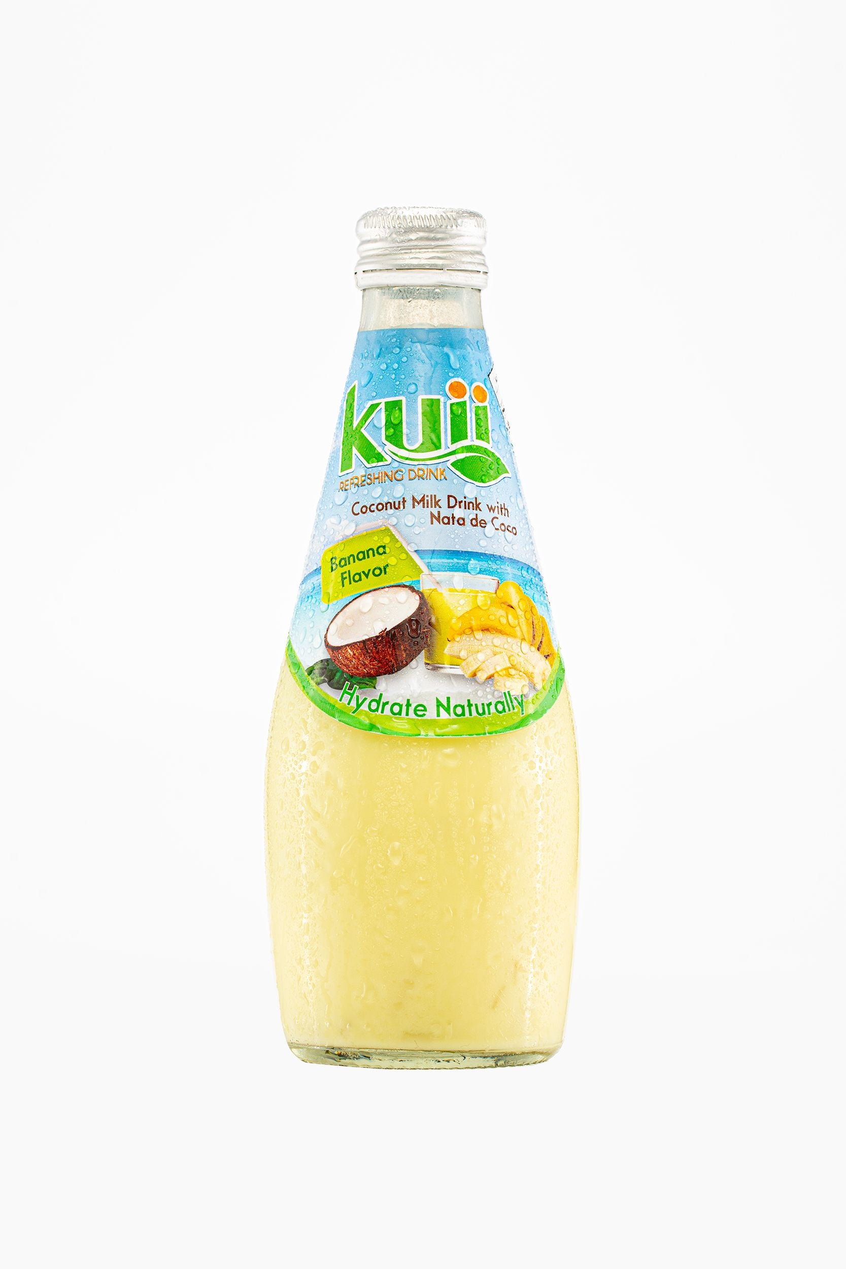 Kuii Coconut Milk Drink with Nata de Coco, Banana Coconut Flavor, pack of 12 Kuii Coconut Milk Drink with Nata de Coco, Banana Coconut Flavor, pack of 12